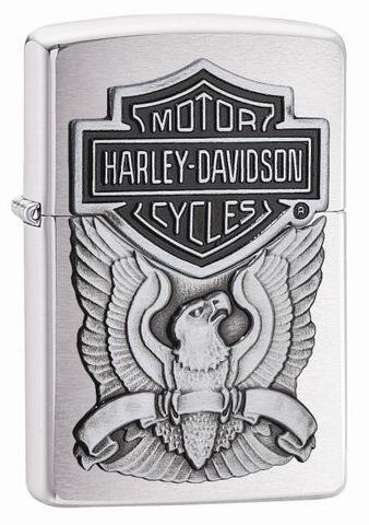Зажигалка Zippo Harley-Davidson®, с покрытием Brushed Chrome, латунь/сталь, серебристая, 36x12x56 мм
