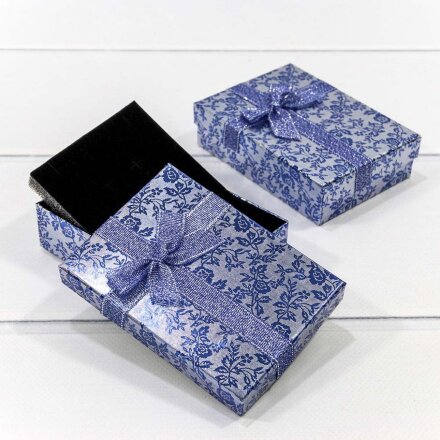 Коробка Прямоугольная 11 x 8 x 3 с бантиком "Цветы блестящие" Синий в Москве, фото 23